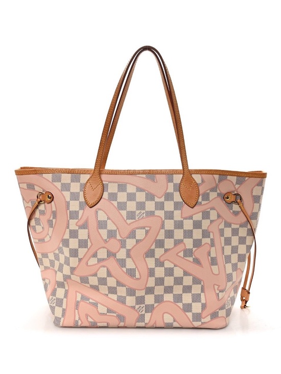Louis Vuitton Handbags - Louis Vuitton Pink & Cream Damier Azur Graffiti Neverfull Tote